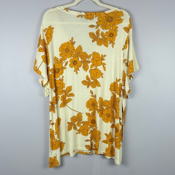 Cynthia Rowley Casual Cream and Gold Floral Short Sleeve Tunic Top Size 3X - Picture 8 of 8